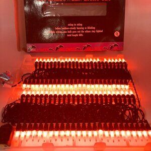 Vintage 100 Orange Halloween Light Set New In Box